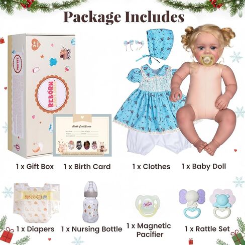 JIZHI Lifelike Reborn Baby Dolls - 18 Inch Realistic-Newborn Baby Dolls Blond Girl Handmade Real Life Baby Dolls with Clothes for Kids Age 3+ in Saudi Arabia