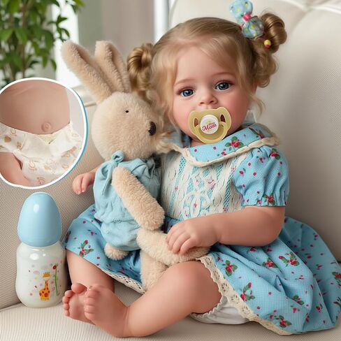 JIZHI Lifelike Reborn Baby Dolls - 18 Inch Realistic-Newborn Baby Dolls Blond Girl Handmade Real Life Baby Dolls with Clothes for Kids Age 3+ in Saudi Arabia