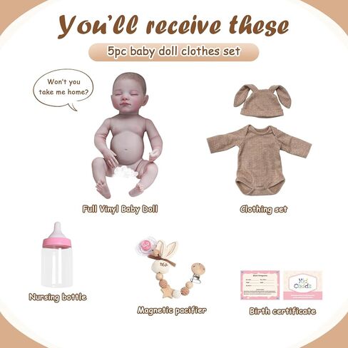 Realistic Reborn Baby Dolls - 18 Inch Vinyl Full Body Real Life Doll with Realistic Vein Details, Includes Accessories, Gift for Girls 3+ Years Old in Saudi Arabia