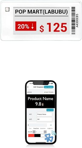 2.1 in Electronic Shelf Label, Digital Label Holders, Blank Labels, Business Signs with Android and iOS APP One Stop Solution System for Retail, Storage, Black+White+Red e Ink Screen,1pc (BLE) in Saudi Arabia