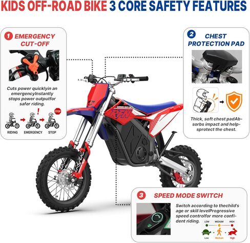 RFN Warrior Youth SX-E2 Electric Dirt Bike for Age 13+, 2000W Peak Motor,31 MPH Top Speed, 3-Speed Modes, 48V 20AH,26 Miles Range,14"/12" F/R Wheels, Dirt Bike with Dual Hydraulic Disc Brakes. in Saudi Arabia
