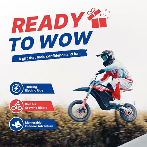 RFN Warrior Youth SX-E2 Electric Dirt Bike for Age 13+, 2000W Peak Motor,31 MPH Top Speed, 3-Speed Modes, 48V 20AH,26 Miles Range,14"/12" F/R Wheels, Dirt Bike with Dual Hydraulic Disc Brakes. in Saudi Arabia