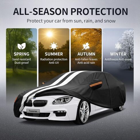 Multi-Layer Car Cover Custom Fit for BMW 6 Series 640i 650i M6 (2012-2026), 100% Waterproof All Weather for Automobiles, Gift with Towel, Heavy Duty Car Covers for Rain Sun UV Protection with Zipper. in Saudi Arabia