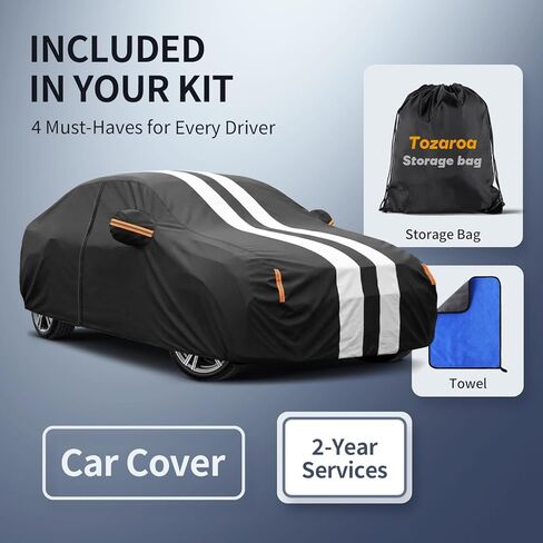 Multi-Layer Car Cover Custom Fit for BMW 6 Series 640i 650i M6 (2012-2026), 100% Waterproof All Weather for Automobiles, Gift with Towel, Heavy Duty Car Covers for Rain Sun UV Protection with Zipper. in Saudi Arabia