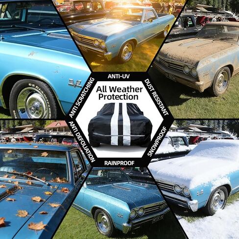 أغطية سيارات مخصصة تناسب سيارة Chevy Chevelle Malibu/SS 1964-1972، غطاء سيارات مقاوم للماء من 10 طبقات لجميع الأحوال الجوية، مقاوم للرياح في الهواء الطلق، مقاوم للثلوج، مقاوم للغبار، حماية من الأشعة فوق البنفسجية، غطاء ثقيل بسحاب in Kuwait