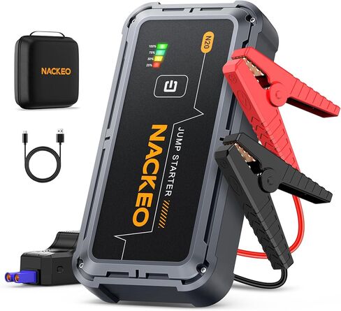 حزمة بطارية السيارة المحمولة Jump Starter 5000A (9.0L Gas/8.5L Diesel)، صندوق القفز 12 فولت، كابلات القفز المحمولة، شحن سريع، أضواء، مدمجة in Kuwait