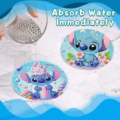 LWZAYS Diamond Painting Coasters Kits, 8 Pack Cartoon Diamond Art Coasters with Holder, Crafts Kits for DIY Coasters, Diamond Art Coasters in Saudi Arabia