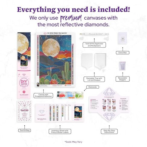 مجموعة طلاء الماس DIAMOND ART CLUB Night in New Mexico، حرف يدوية ممتعة للبالغين، قماش فني ماسي دائري، 13 بوصة × 20 بوصة (33 سم × 50.6 سم) in Kuwait