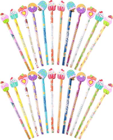 Birthday Pencils with Cake Eraser, 24 Pack - Classroom Rewards & Party Favors in Saudi Arabia