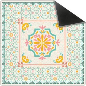 Green Pink Chinoiserie Floral Mahjong Mat 31.5 x 31.5 in, Traditional Chinese Non-Slip Noise Reduction Gaming Mat for Table American Mahjong Poker Board Games Card Games Dominoes in Saudi Arabia