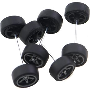 8PCS Toy Car Wheel 10mm Rubber Tyre with Metal Axle Suitable for Trucks Robots DIY Model Toy Components in Saudi Arabia