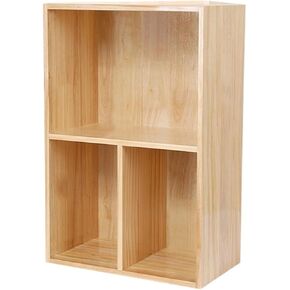 Bookcase Three Compartment Open Simple Office Bookshelf Multipurpose Wooden Tabletop Storage Rack Modern in Saudi Arabia