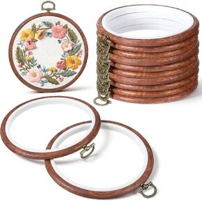 10 Pcs Embroidery Hoops Frame, 5 Inch Round Imitated Wood Circle Cross Stitch Hoop Ring for Embroidery Art Craft Handy Sewing Decoration in Kuwait