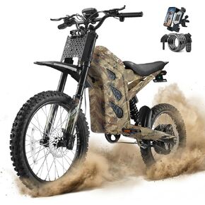 دراجة ترابية كهربائية للبالغين من HAPPYRUN G300 Pro، محرك 6500 واط وسرعة قصوى 50 ميل في الساعة، بطارية قابلة للإزالة 72 فولت 30 أمبير في الساعة نطاق 70 ميل، فرامل هيدروليكية تحميل 350 رطل in Kuwait
