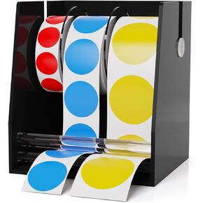 Adjustable Label Dispenser, Acrylic Sticker Roll Holder Sturdy Black Sticker Label Manual Dispenser Desktop Organizer for Home Office School Business (2 Disks) in Saudi Arabia