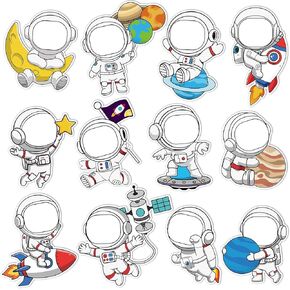 60Pcs Astronaut Cutouts Outer Space Paper Cut Outs Space Themed Party Decorations Planet Rocket DIY Photo Craft for Classroom Wall Door Bulletin Board Decor Back to School Party Supplies Office Galaxy in Saudi Arabia
