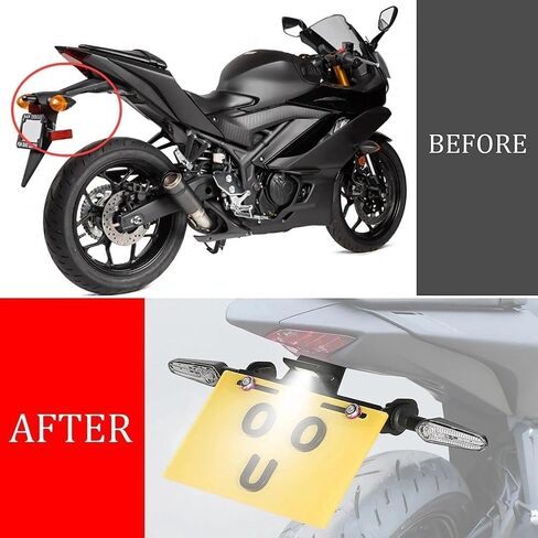 مجموعة إزالة الحاجز MT03 YZF R3 مع إشارات الانعطاف LED، دعامة حامل لوحة الترخيص الخلفية مرتبة متوافقة مع Yamaha MT-03 MT25 2020-2026، YZF-R3 YZF-R25 2020-2026 in Kuwait
