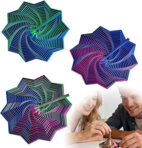 3 Pack 3D Printed Expanded Sensory Fidget Star, 3D Printed Fidget Toys for Colorful fingertip Toys with a Rotating Spiral Design Suitable for People with ADHD, Children, and Adults in Kuwait