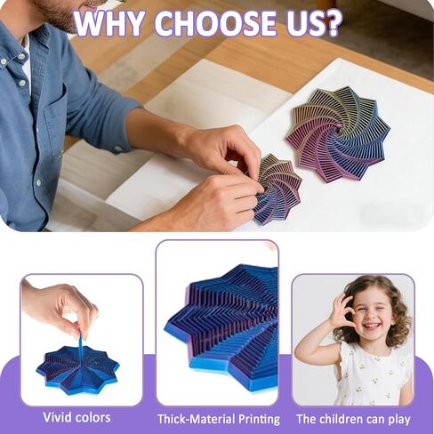 3 Pack 3D Printed Expanded Sensory Fidget Star, 3D Printed Fidget Toys for Colorful fingertip Toys with a Rotating Spiral Design Suitable for People with ADHD, Children, and Adults in Kuwait