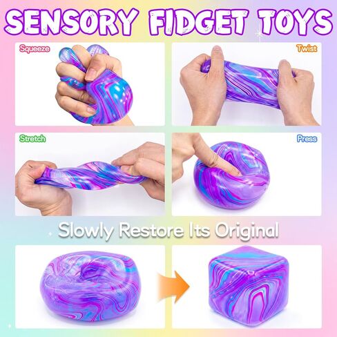 Nice Cube Fidget Squishy Toy,Dough Stress Balls Soft,Slow Rising Maltose Ice Cube Toys,Stretchy Squeeze Anxiety Relief Sensory & Focus,Classroom Prize Party Gifts Stuffers for Kids Teen Adults Autism in Saudi Arabia