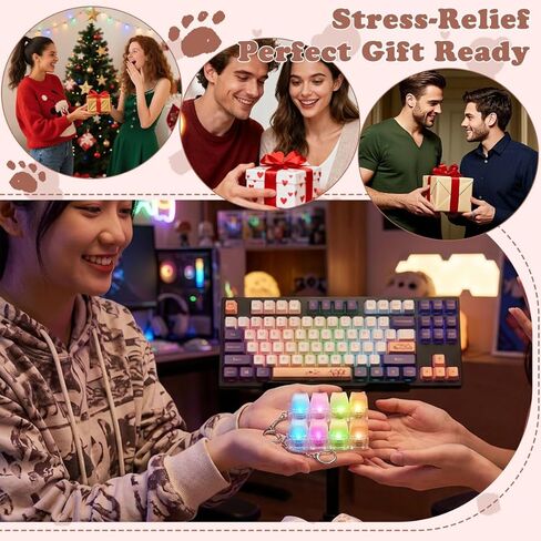 قطعتان من لعبة لوحة المفاتيح المضيئة، سلسلة مفاتيح فيدجيت للوحة المفاتيح مع ضوء LED، زر فيدجيت لطيف وشفاف على شكل دب على لوحة المفاتيح 4 في 1 لتخفيف القلق والتوتر الحسي للبالغين in Kuwait