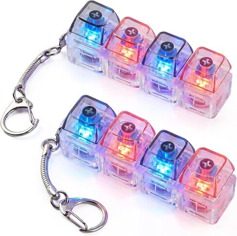 2 Pcs Keyboard Fidget Toy Light Up, Keyboard Clicker Fidget, Loud Decompression Button Finger Clicker Toy, 4-in-1 Keychain Button Stress Relief Fidget for Adult to Relief Stress in Saudi Arabia