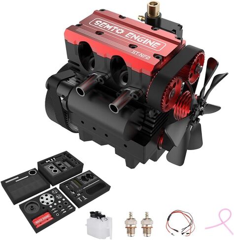 SEMTO ST-NF2 Engine Model Kit That Works, 7.0cc Mini Inline Double-Cylinder Four-Stroke Air-Cooled IC Engine, DIY Assembly Physical Science Model for Adults (with Starter Ignition Kit) in Saudi Arabia