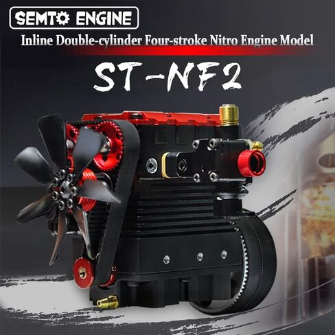 SEMTO ST-NF2 Engine Model Kit That Works, 7.0cc Mini Inline Double-Cylinder Four-Stroke Air-Cooled IC Engine, DIY Assembly Physical Science Model for Adults (with Starter Ignition Kit) in Saudi Arabia