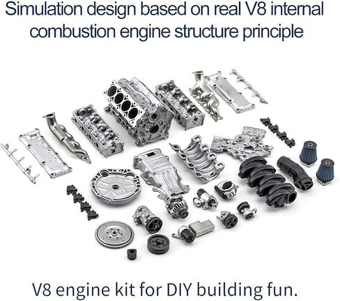نموذج محرك RC V8، نموذج تجميع محرك الاحتراق الداخلي لمحاكاة DIY لسيارة AX90104 SCX10Ⅱ Capra VS4-10 Pro/Ultra Model Car in Kuwait
