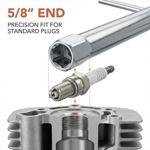 19576S Spark Plug Socket Wrench 8-Inch, 5/8" & 13/16" Dual End Spark Plug Removal Tool, Compatible with Many Small Engine Series, Replacement for 19374S 19374 690966 19576 in Kuwait