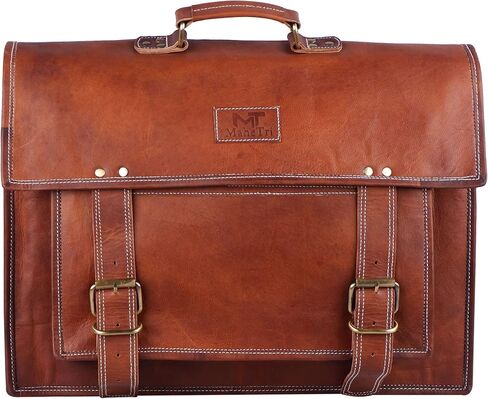 MaheTri Office Best Leather Laptop Bag for Men Large Leather Briefcase Bag Men 18" es Padding For Laptop | Ideal for gifts | Gift for him in Saudi Arabia