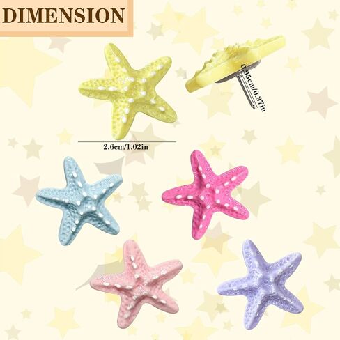 50 PCS Starfish Pins, Colorful Decorative Thumbtacks, Cute Push Pins for Bulletin White Board Board Wall Cork Board Cork Boards Map. in Saudi Arabia