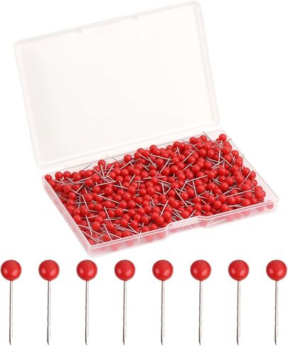 500 Pcs Map Push Pins Round Head Tacks Small Thumb Tacks Pushpins for Cork Board Bulletin Board Travel Map Home Office School DIY Craft Marking(Red, 1/8 Inch) in Saudi Arabia