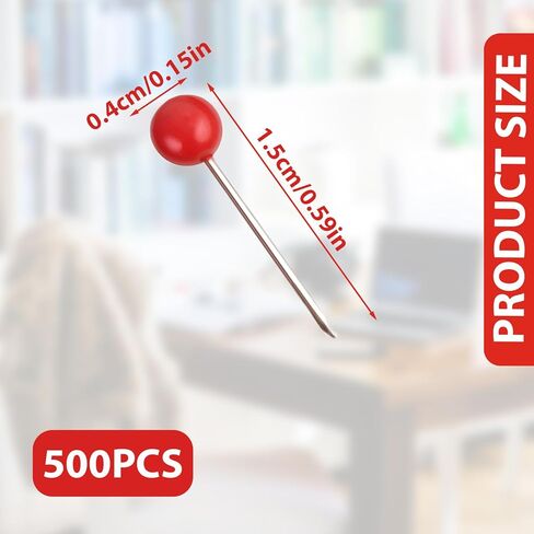 500 Pcs Map Push Pins Round Head Tacks Small Thumb Tacks Pushpins for Cork Board Bulletin Board Travel Map Home Office School DIY Craft Marking(Red, 1/8 Inch) in Saudi Arabia