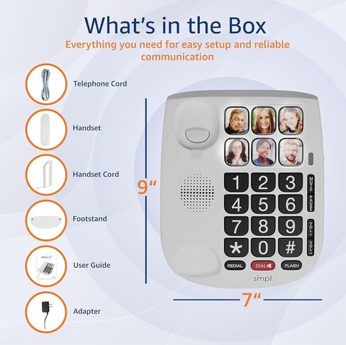 SMPL Big Button Phone for Seniors - Corded Landline & VOIP, Amplify for Hearing Loss, Ideal for Elderly, Handicap, Dementia (Model 56011) in Saudi Arabia