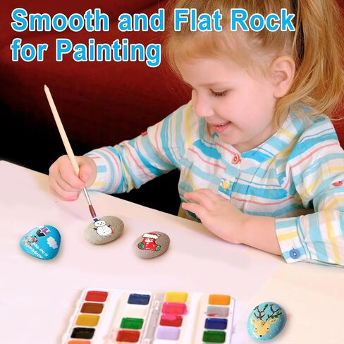 Auksay Rocks for Painting 12 Pounds (About 115-130pcs) 1.2-2" River Rock for Paint Natural Flat & Smooth Stones for Painting for Kids & Adult Craft Gift in Saudi Arabia