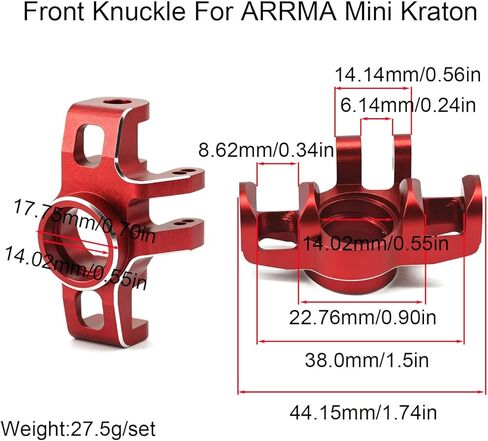 مجموعة توجيه ذراع المفصل الأمامي والخلفي من الألومنيوم من Hobby لشاحنة ARRMA Mini Kraton 3S Speed ​​Truck-ARA2508 - أرجواني (مفصل أمامي أحمر) in Kuwait