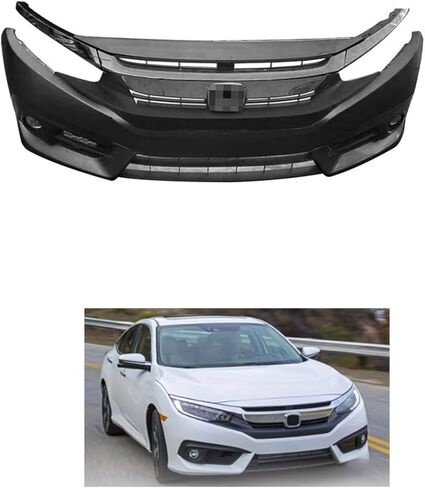 Civic Front Bumper Cover Grille Kit Compatible with 2016 2017 2018 Ho-nda Civic LX/EX/DX USA Built With Fog Lights Without Sensor Holes in Saudi Arabia