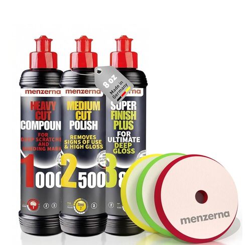 Menzerna Heavy Cut Compound 1000 8 fl oz - Car polish for the speedy removal of deep scratches using foam polishing pads in Kuwait