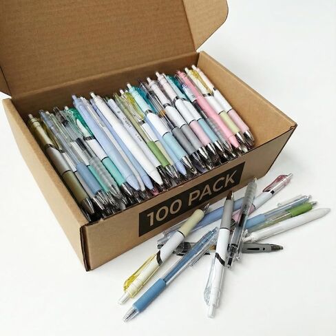 100 Pack Bulk Retractable Black Gel Ink Pens - Assorted Styles & Colors Mixed Wholesale Lot - Smooth Writing Click Pens for Office, School, and Home Supplies in Saudi Arabia