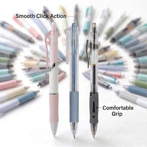 100 Pack Bulk Retractable Black Gel Ink Pens - Assorted Styles & Colors Mixed Wholesale Lot - Smooth Writing Click Pens for Office, School, and Home Supplies in Saudi Arabia