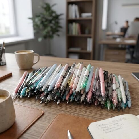 100 Pack Bulk Retractable Black Gel Ink Pens - Assorted Styles & Colors Mixed Wholesale Lot - Smooth Writing Click Pens for Office, School, and Home Supplies in Saudi Arabia