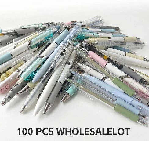 100 Pack Bulk Retractable Black Gel Ink Pens - Assorted Styles & Colors Mixed Wholesale Lot - Smooth Writing Click Pens for Office, School, and Home Supplies in Saudi Arabia
