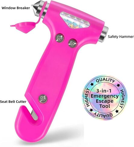 Car Safety Hammer with Seat Belt Cutter, 3-in-1 Emergency Escape Tool with Window Breaker, Auto Safety Kit for Women Men and Family in Saudi Arabia