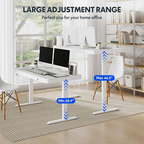 FLEXISPOT 55 "مكتب قائم كهربائي أبيض مع أدراج، مكتب منزلي سريع التجميع مع مساحة تخزين، شحن USB، مكتب كمبيوتر للمكتب المنزلي (سطح أبيض + إطار قابل للتعديل، Comhar) in Kuwait