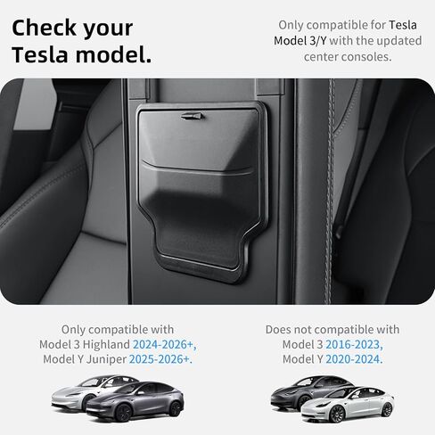 4 قطع لـ Tesla New Model 3/Y Juniper/Highland غير منزلق وحدة التحكم المركزية علبة تنظيم الملحقات الداخلية 2024/2025/2026، صندوق تخزين مخفي، حامل أكواب ومنظم درج مسند الذراع in Kuwait