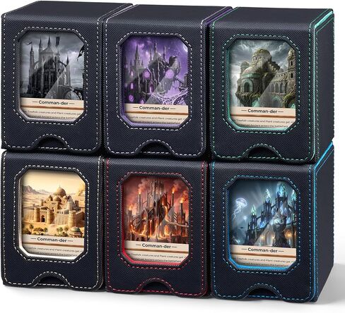 Fabmaker 6 pack Deck Box Compatible with MTG, Display Card Storage Box Holds 100 Double-Sleeved Cards, Trading Card Deck Case Compatible with Magic the Gathering with PU Leather & Magnetic Closure in Saudi Arabia