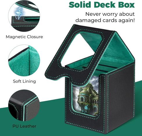Fabmaker 6 pack Deck Box Compatible with MTG, Display Card Storage Box Holds 100 Double-Sleeved Cards, Trading Card Deck Case Compatible with Magic the Gathering with PU Leather & Magnetic Closure in Saudi Arabia