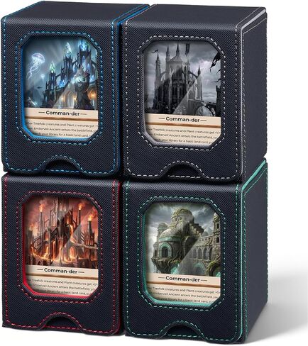 Fabmaker 6 pack Deck Box Compatible with MTG, Display Card Storage Box Holds 100 Double-Sleeved Cards, Trading Card Deck Case Compatible with Magic the Gathering with PU Leather & Magnetic Closure in Saudi Arabia