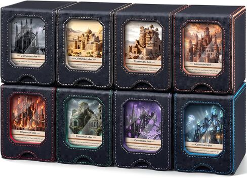Fabmaker 6 pack Deck Box Compatible with MTG, Display Card Storage Box Holds 100 Double-Sleeved Cards, Trading Card Deck Case Compatible with Magic the Gathering with PU Leather & Magnetic Closure in Saudi Arabia